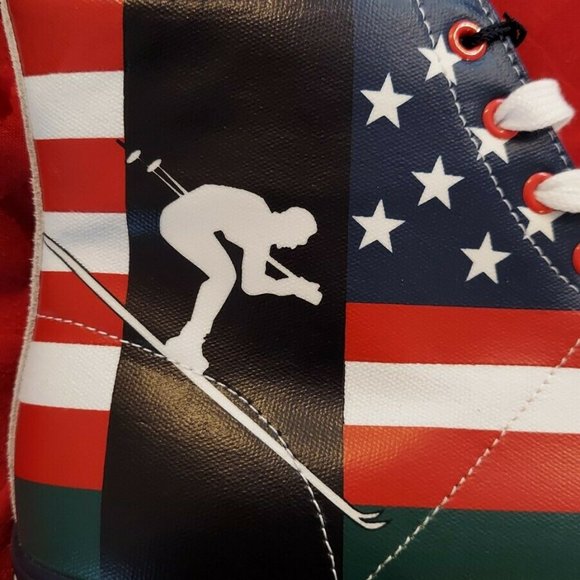 New Polo Ralph Lauren Solomon Canvas Shoes Suicide USA Flag Sui Ski Men's 14D - Picture 3 of 10